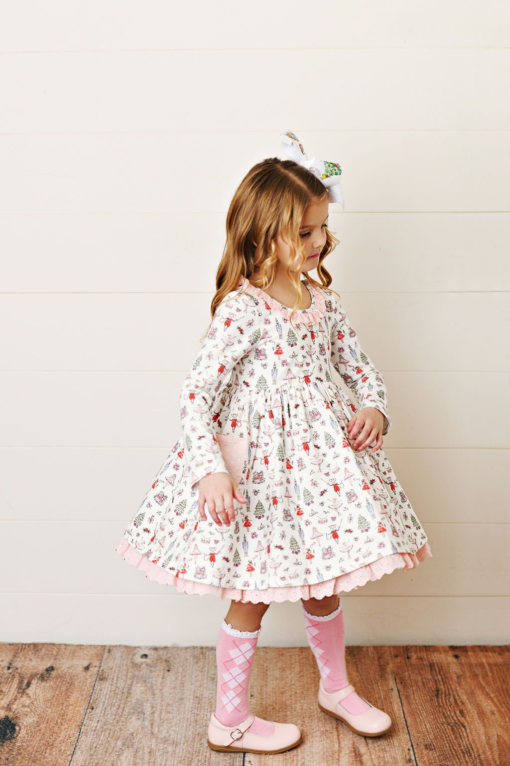 Girls Nutcracker Eyelet Trim Pocket Dress by Swoon Baby