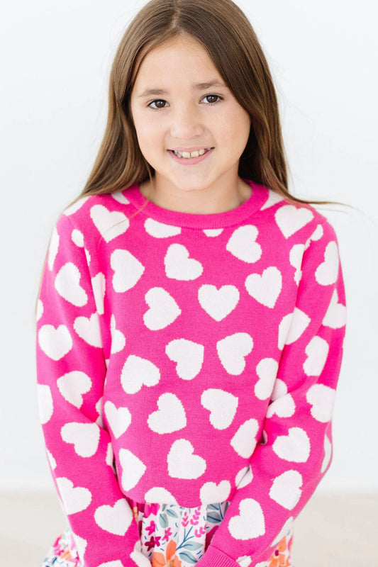 Girls Hot Pink Hearts Sweater by Mila & Rose