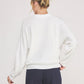 Ladies Soft Fine Gauge Ribbed Dolman Long Sleeve Polo Pullover Sweater-Off White