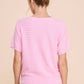 Ladies Soft Fine Gauge Pointelle Short Sleeve Top by Allie Rose - Ballet Pink