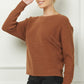 Ladies Soft Fine Gauge Mini Waffle Texture Dolman by Allie Rose - Caramel