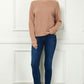 Ladies Soft Fine Gauge Mini Waffle Texture Dolman by Allie Rose - Dusty Rose