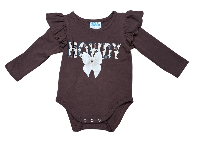 Girls Camo Howdy Graphic LS Onesie or Shirt by Shea Baby