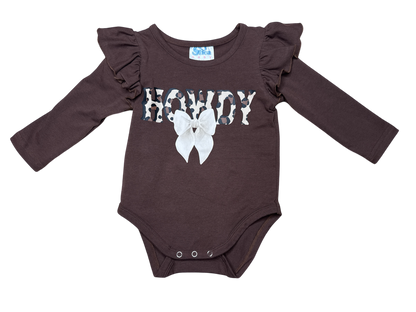Girls Camo Howdy Graphic LS Onesie or Shirt by Shea Baby
