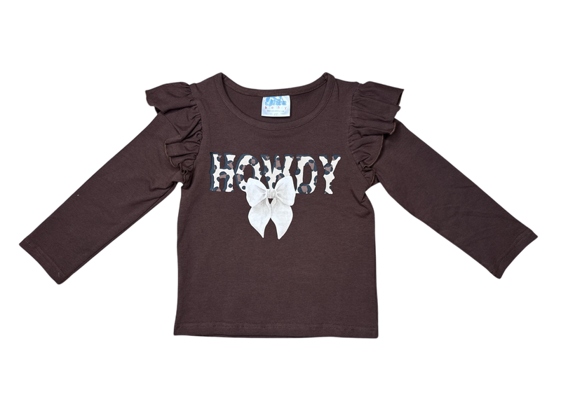 Girls Camo Howdy Graphic LS Onesie or Shirt by Shea Baby