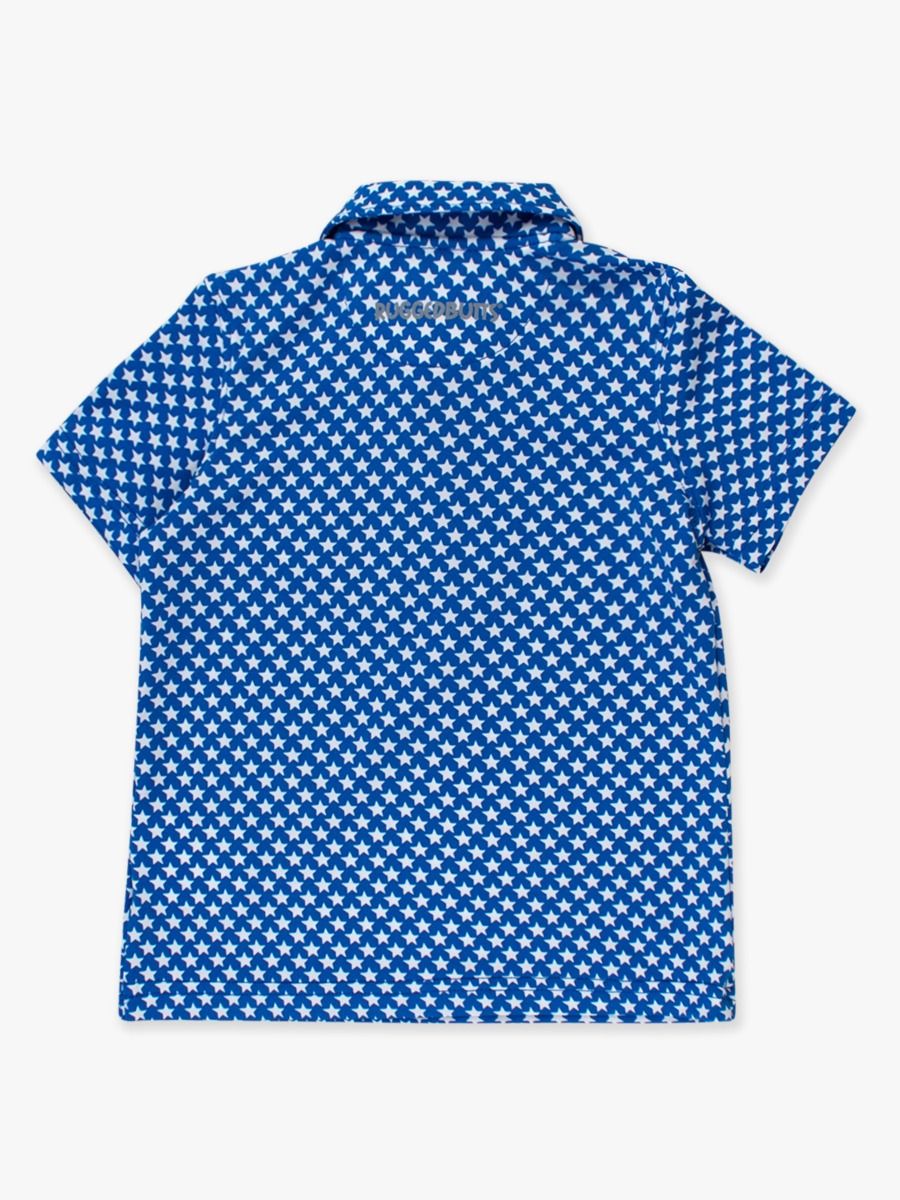 Boys Tiny Blue Stars Knit SS Polo Shirt by RuggedButts