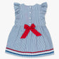 Girls Blue Seersucker Butterfly Sleeve Bow Dress by RuffleButts