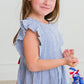 Girls Blue Seersucker Butterfly Sleeve Bow Dress by RuffleButts