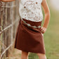 Girls Brown Leather Skort by Shea Baby