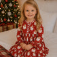 Girls Red Vintage Santa Milk Silk Gown by Little Bugz Boutique