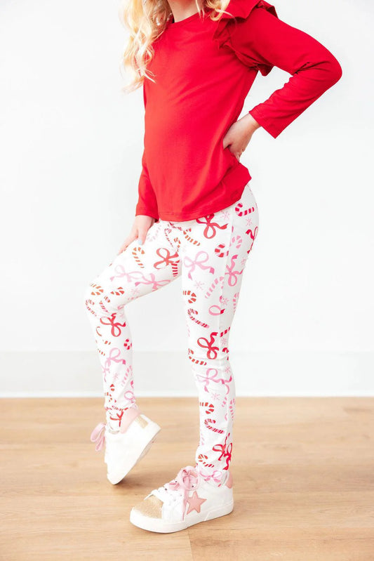 Girls Candy Cane Lane Leggings by Mila & Rose