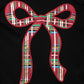 Girls Christmas Plaid Bow Applique Black Holly Top by Azarhia