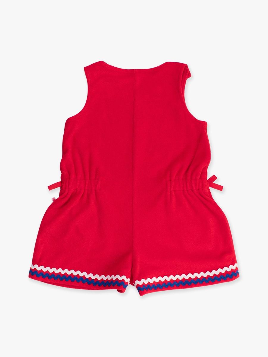 Girls Vintage Red Terry Cover-Up Romper by RuffleButts