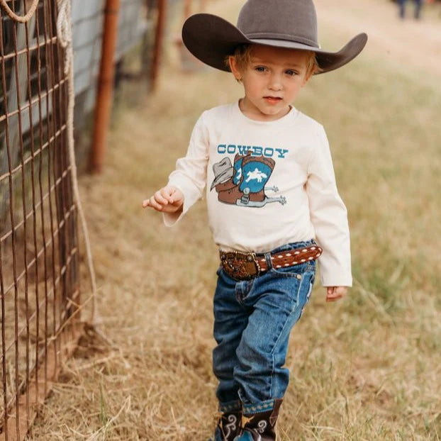 Boys Cowboy Boots L/S Onesie or Shirt by Shea Baby