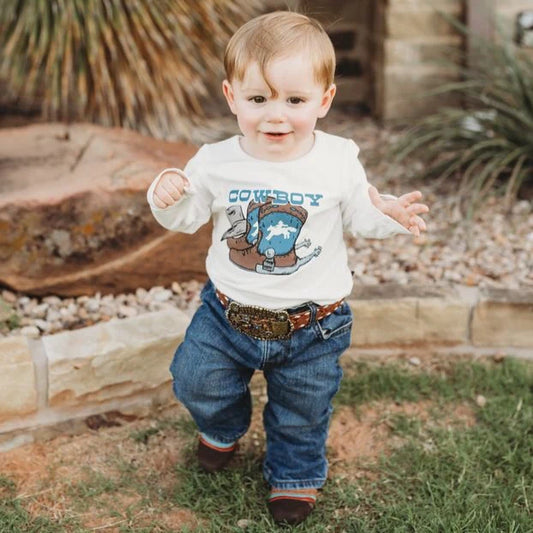 Boys Cowboy Boots L/S Onesie or Shirt by Shea Baby