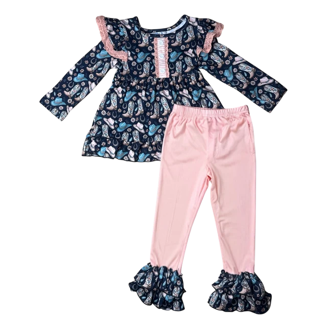 Girls Cowgirl Boot LS Leggings Set by Shea Baby
