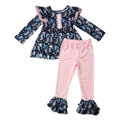Girls Cowgirl Boot LS Leggings Set by Shea Baby
