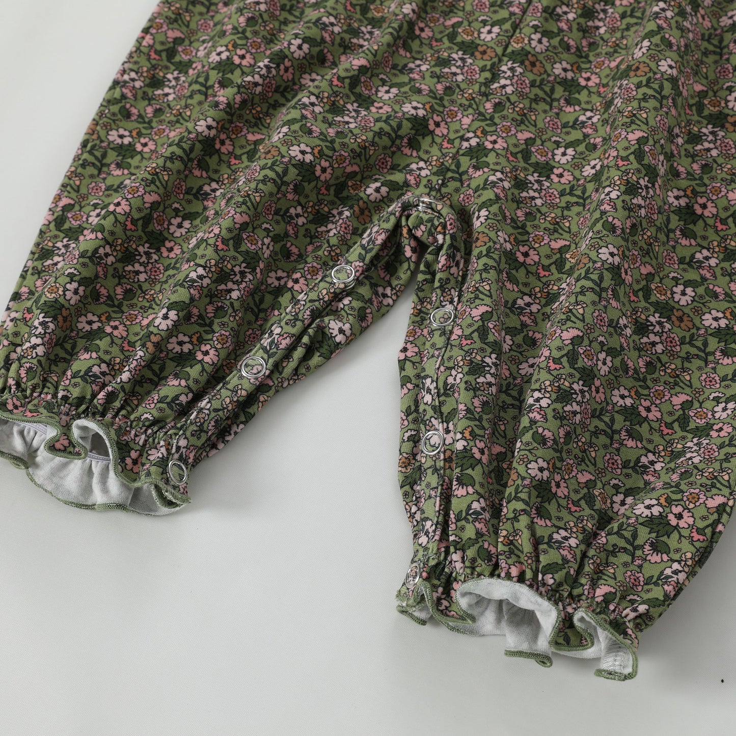 Girls Green Floral Puff Sleeve Romper by Swoon Baby