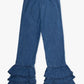 Girls Medium Wash Denim Flare Pants by Ruffle Butts