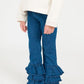 Girls Medium Wash Denim Flare Pants by Ruffle Butts