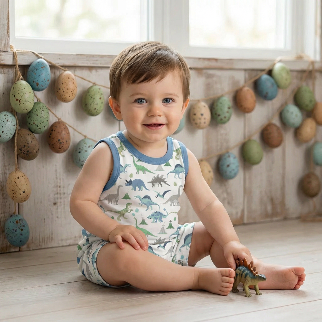 Boys Blue Dinos Shortall by Bestaroo