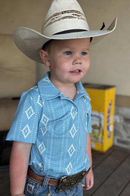 Boys Mini Dusty Blue Polo by Sterling Kreek