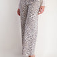 Ladies Easel Animal Print Twill Pants - Mocha