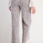 Ladies Easel Animal Print Twill Pants - Mocha