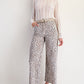 Ladies Easel Animal Print Twill Pants - Mocha