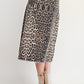 Ladies Easel Animal Print Twill Skirt - Brown