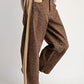 Ladies Easel Animal Print Stretch Twill Barrel Pants-Mocha