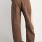 Ladies Easel Animal Print Stretch Twill Barrel Pants-Mocha