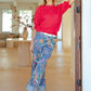 Ladies Signature Print Washed Stretch Denim Pants