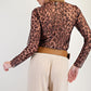 Ladies Animal Print Mesh Top by Easel-Brown