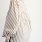 Ladies Easel Striped Button-Down Woven Shirt-Khaki