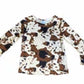 Girls Brown Cowprint Bell Sleeve Onesie or Shirt  by Shea Baby