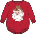 Boys Giddy Up Santa Red Applique Sweatshirt Romper by RuggedButts