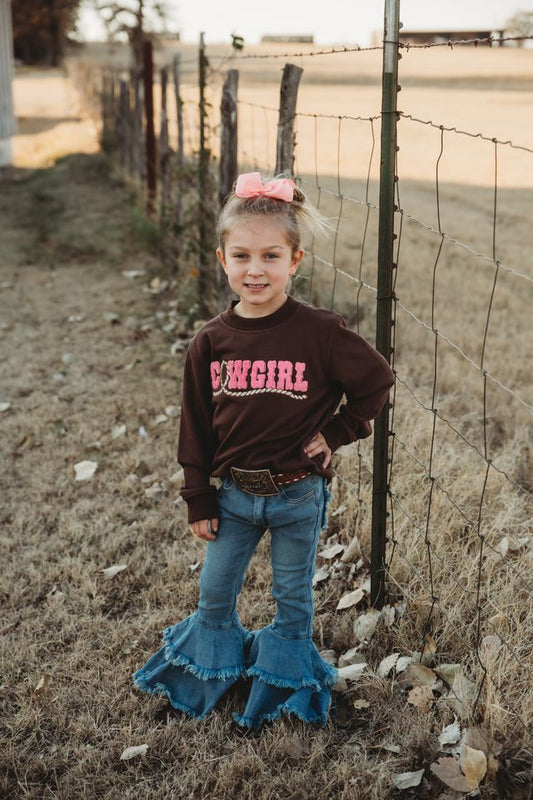 Girls Cowgirl Sweatshirt by Shea Baby
