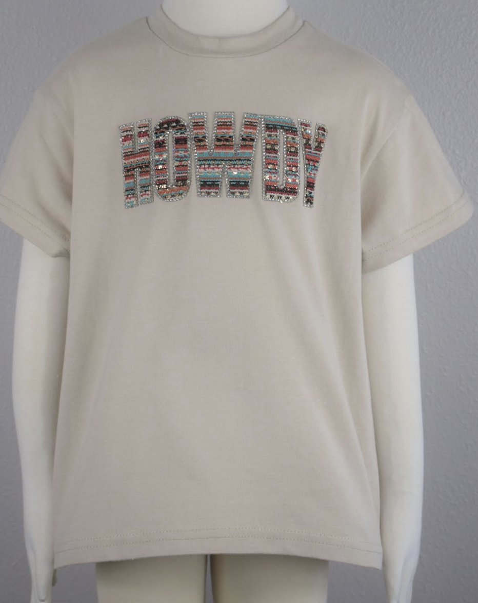 Girls Beige Howdy Tee by ML Kids