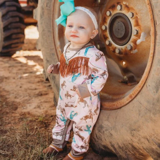 Girls Gettin' Western Long Sleeve Romper by Shea Baby