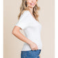 Ladies Jodifl Ribbed Top With Square Neck and Puffed Sleeves-White