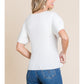 Ladies Jodifl Ribbed Top With Square Neck and Puffed Sleeves-White