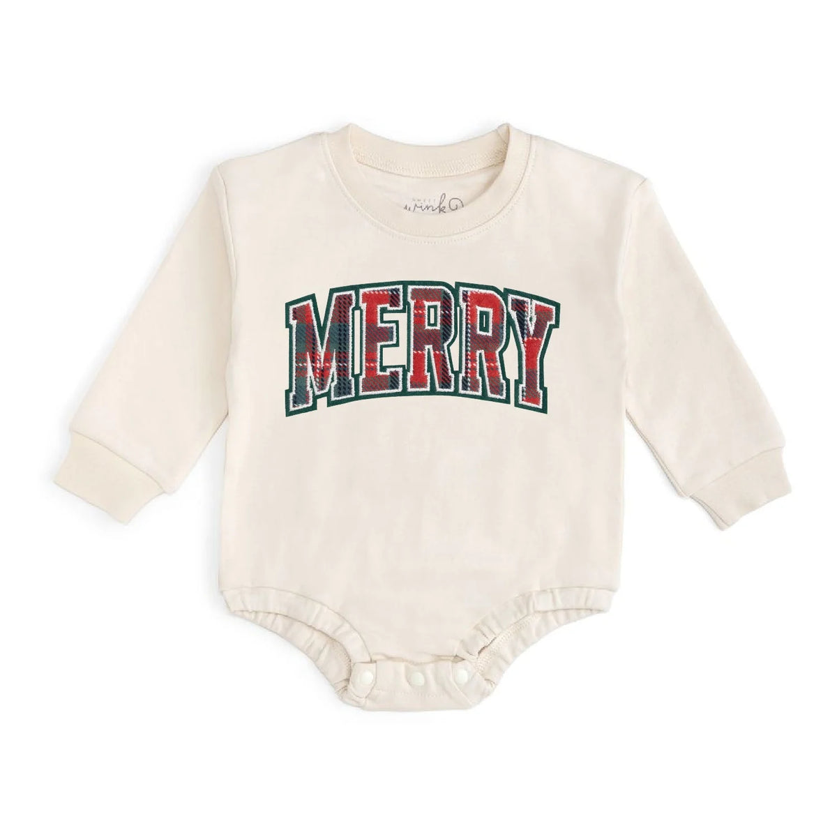 Girls Merry Tartan Patch Christmas L/S Romper by Sweet Wink