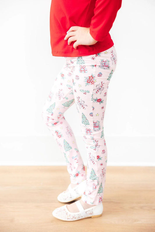 Girls Pink Christmas Leggings by Mila & Rose