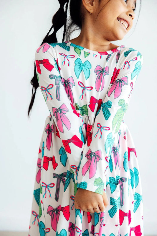 Girls Twirls & Ties L/S Pocket Twirl Dress by Mila & Rose