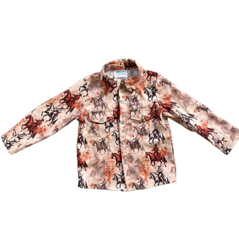 Boys Traveling Cowboy L/S Pearl Snap Onesie or Shirt by Shea Baby