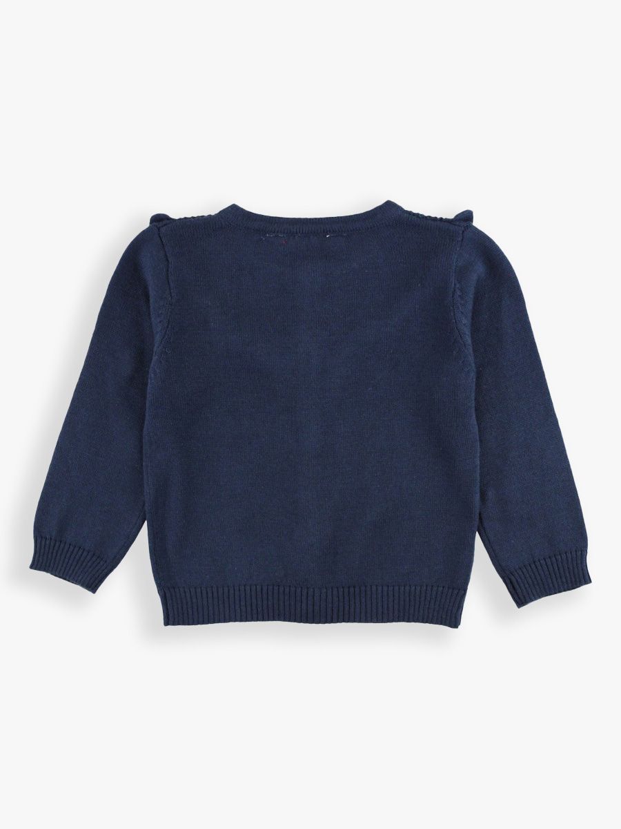 Girls Dark Navy Sweater Knit Ruffle Cardigan by RuffleButts