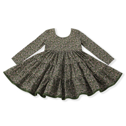 Girls Green Floral L/S Dress by Swoon Baby