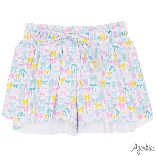 Girls Pastel Bows Butterfly Shorts by Azarhia