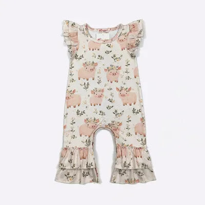 Girls Piglet Petals Romper by Clover Cottage